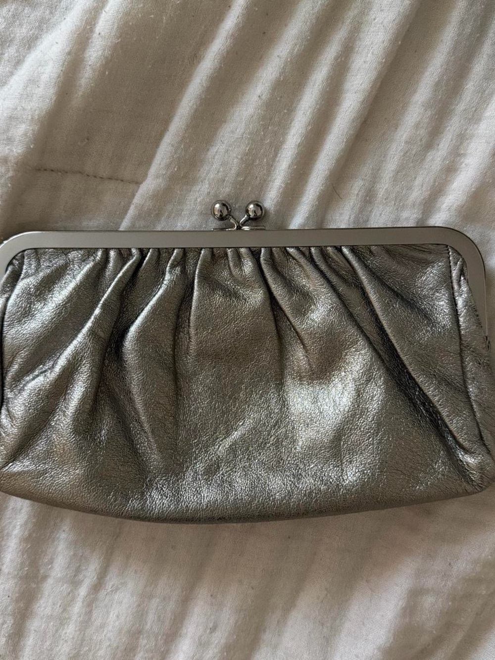 Express Metallic Silver Clasp Wallet Clutch